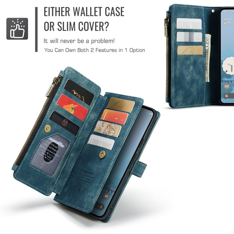 For Google Pixel 9 Pro XL / 10 Pro XL CaseMe C30 Card Slots Zipper Wallet Leather Phone Case(Blue) - Google Cases by CaseMe | Online Shopping UK | buy2fix