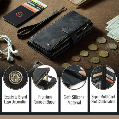 For Google Pixel 9a CaseMe C30 Card Slots Zipper Wallet Leather Phone Case(Black) - Google Cases by CaseMe | Online Shopping UK | buy2fix
