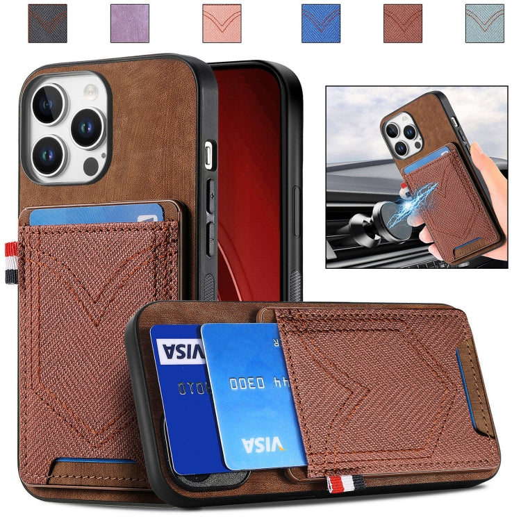 For iPhone 16 Pro Max Denim Texture Leather Skin Phone Case with Card Slot(Brown) by buy2fix