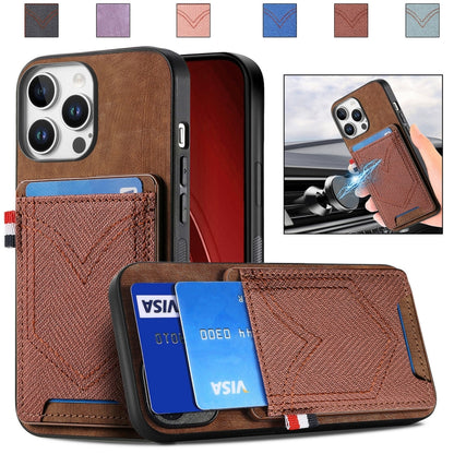 For iPhone 16 Pro Max Denim Texture Leather Skin Phone Case with Card Slot(Brown) by buy2fix