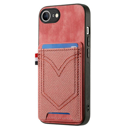 For iPhone 16e Denim Texture Leather Skin Phone Case with Card Slot(Pink) - iPhone 16e Cases by buy2fix | Online Shopping UK | buy2fix