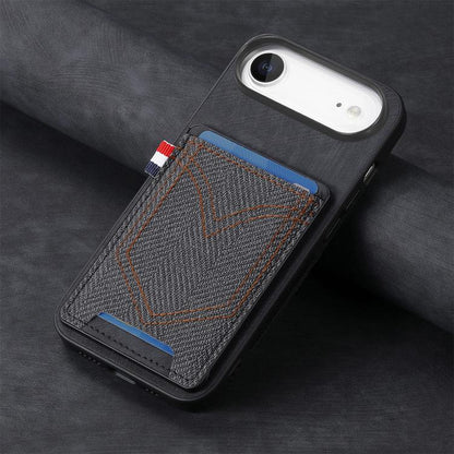 For iPhone Air Denim Texture Leather Skin Phone Case with Card Slot(Black) - iPhone Air Cases by buy2fix | Online Shopping UK | buy2fix