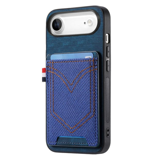 For iPhone Air Denim Texture Leather Skin Phone Case with Card Slot(Blue) - iPhone Air Cases by buy2fix | Online Shopping UK | buy2fix