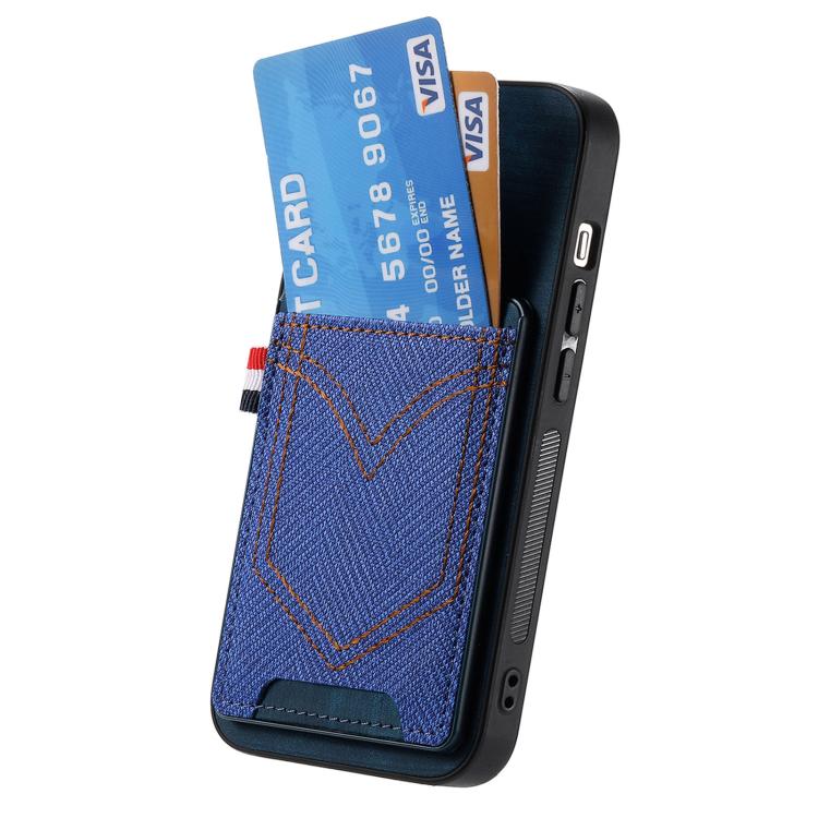 For iPhone Air Denim Texture Leather Skin Phone Case with Card Slot(Blue) - iPhone Air Cases by buy2fix | Online Shopping UK | buy2fix