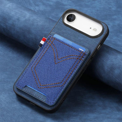 For iPhone Air Denim Texture Leather Skin Phone Case with Card Slot(Blue) - iPhone Air Cases by buy2fix | Online Shopping UK | buy2fix