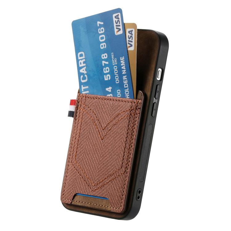 For iPhone Air Denim Texture Leather Skin Phone Case with Card Slot(Brown) - iPhone Air Cases by buy2fix | Online Shopping UK | buy2fix