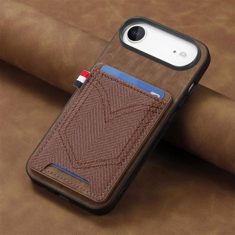 For iPhone Air Denim Texture Leather Skin Phone Case with Card Slot(Brown) - iPhone Air Cases by buy2fix | Online Shopping UK | buy2fix