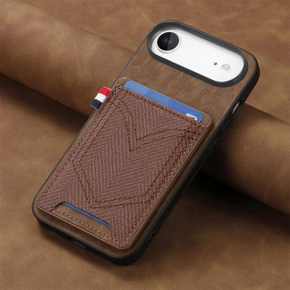 For iPhone Air Denim Texture Leather Skin Phone Case with Card Slot(Brown) - iPhone Air Cases by buy2fix | Online Shopping UK | buy2fix
