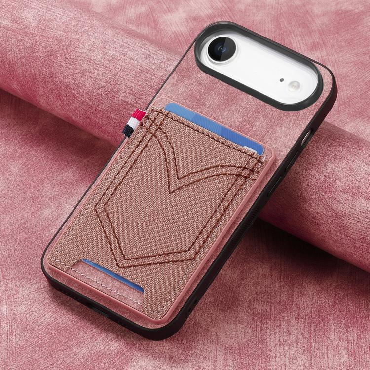 For iPhone Air Denim Texture Leather Skin Phone Case with Card Slot(Pink) - iPhone Air Cases by buy2fix | Online Shopping UK | buy2fix