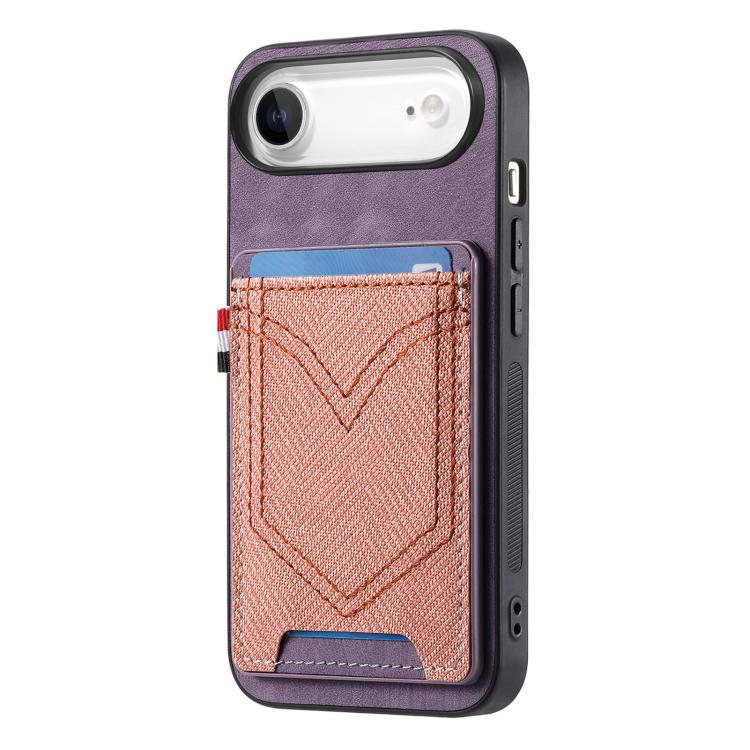 For iPhone Air Denim Texture Leather Skin Phone Case with Card Slot(Purple) - iPhone Air Cases by buy2fix | Online Shopping UK | buy2fix