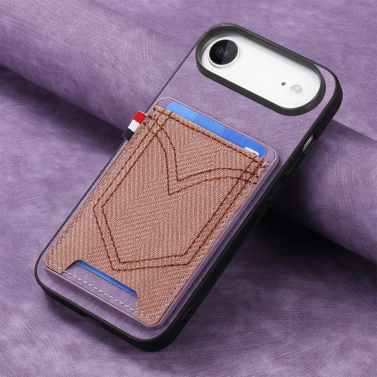 For iPhone Air Denim Texture Leather Skin Phone Case with Card Slot(Purple) - iPhone Air Cases by buy2fix | Online Shopping UK | buy2fix