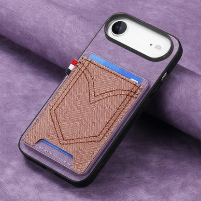 For iPhone Air Denim Texture Leather Skin Phone Case with Card Slot(Purple) - iPhone Air Cases by buy2fix | Online Shopping UK | buy2fix