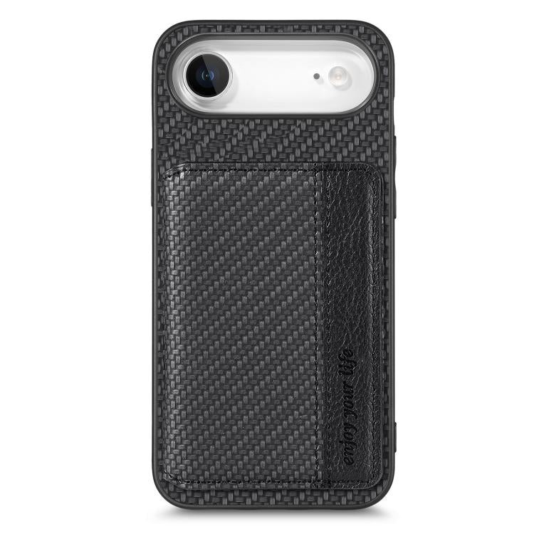 For iPhone Air Carbon Fiber Magnetic Card Wallet RFID Blocking Phone Case(Black) - iPhone Air Cases by buy2fix | Online Shopping UK | buy2fix