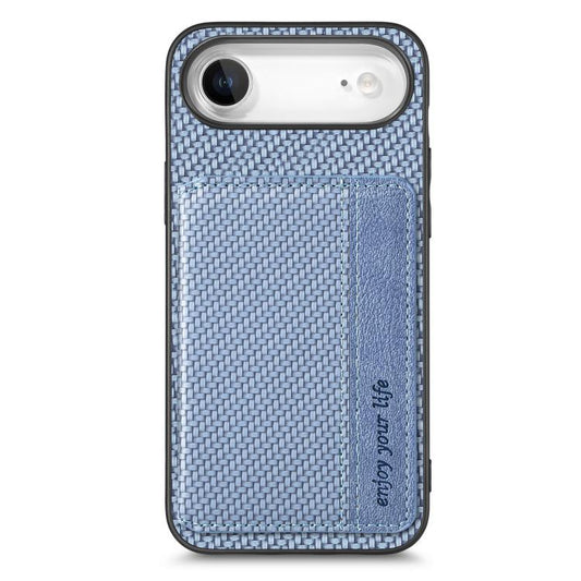 For iPhone Air Carbon Fiber Magnetic Card Wallet RFID Blocking Phone Case(Blue) - iPhone Air Cases by buy2fix | Online Shopping UK | buy2fix