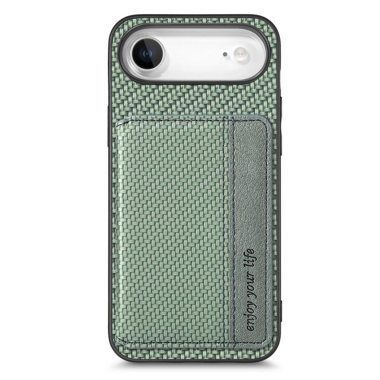 For iPhone Air Carbon Fiber Magnetic Card Wallet RFID Blocking Phone Case(Green) - iPhone Air Cases by buy2fix | Online Shopping UK | buy2fix