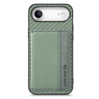 For iPhone Air Carbon Fiber Magnetic Card Wallet RFID Blocking Phone Case(Green) - iPhone Air Cases by buy2fix | Online Shopping UK | buy2fix