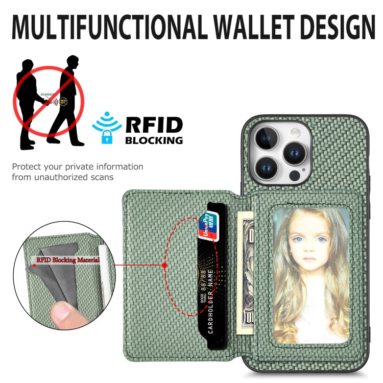 For iPhone Air Carbon Fiber Magnetic Card Wallet RFID Blocking Phone Case(Khaki) - iPhone Air Cases by buy2fix | Online Shopping UK | buy2fix