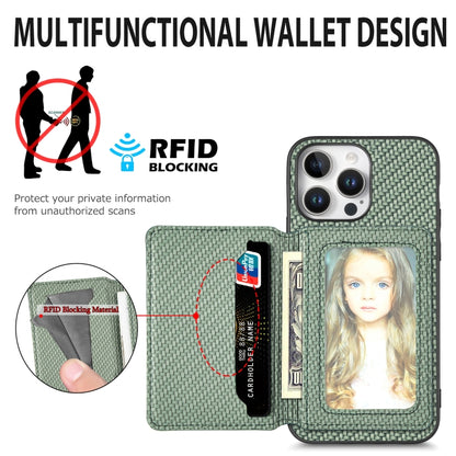 For iPhone Air Carbon Fiber Magnetic Card Wallet RFID Blocking Phone Case(Khaki) - iPhone Air Cases by buy2fix | Online Shopping UK | buy2fix