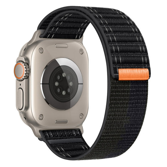 For Apple Watch SE 2023 44mm Sea Wave Nylon Hook and Loop Fastener Watch Band(Black)