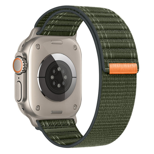For Apple Watch SE 2023 44mm Sea Wave Nylon Hook and Loop Fastener Watch Band(Army Green)
