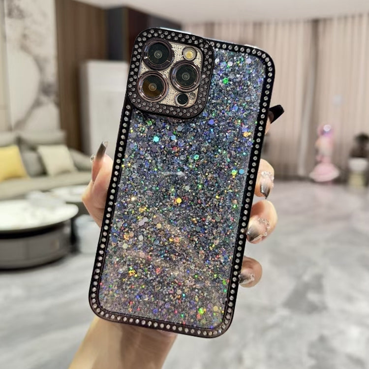 For iPhone 16 Pro Max Diamond Glitter Sequins TPU Phone Case(Black) by buy2fix