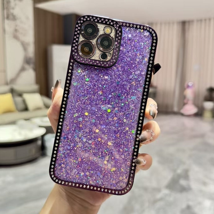 For iPhone 16 Pro Max Diamond Glitter Sequins TPU Phone Case(Purple) by buy2fix