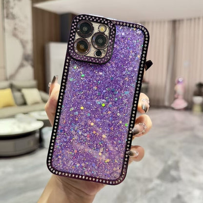 For iPhone 16 Pro Max Diamond Glitter Sequins TPU Phone Case(Purple) by buy2fix