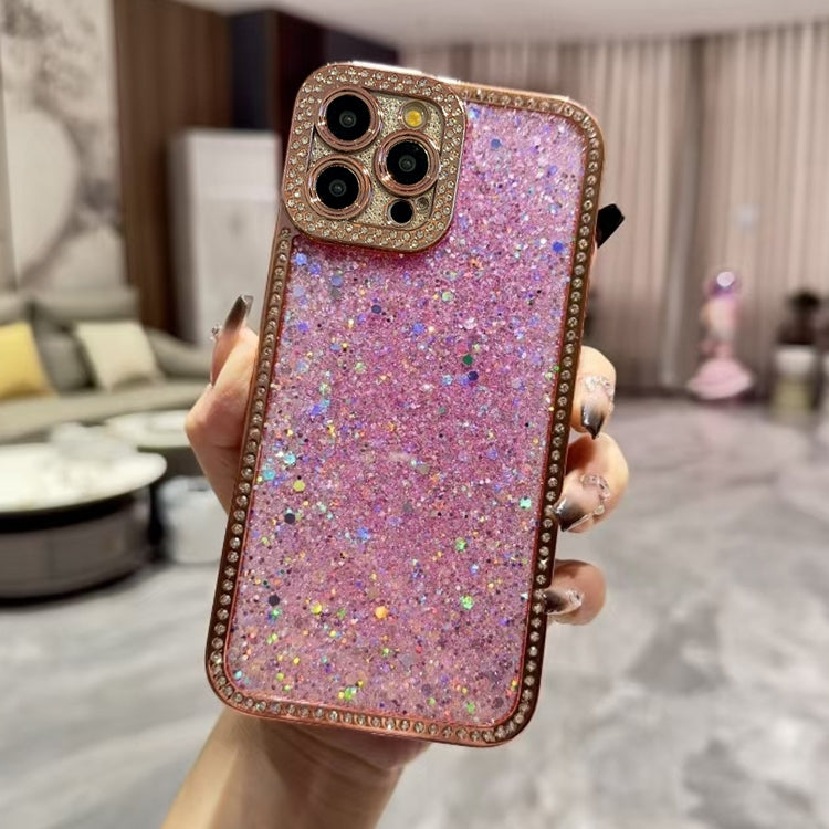 For iPhone 16 Pro Max Diamond Glitter Sequins TPU Phone Case(Pink) by buy2fix