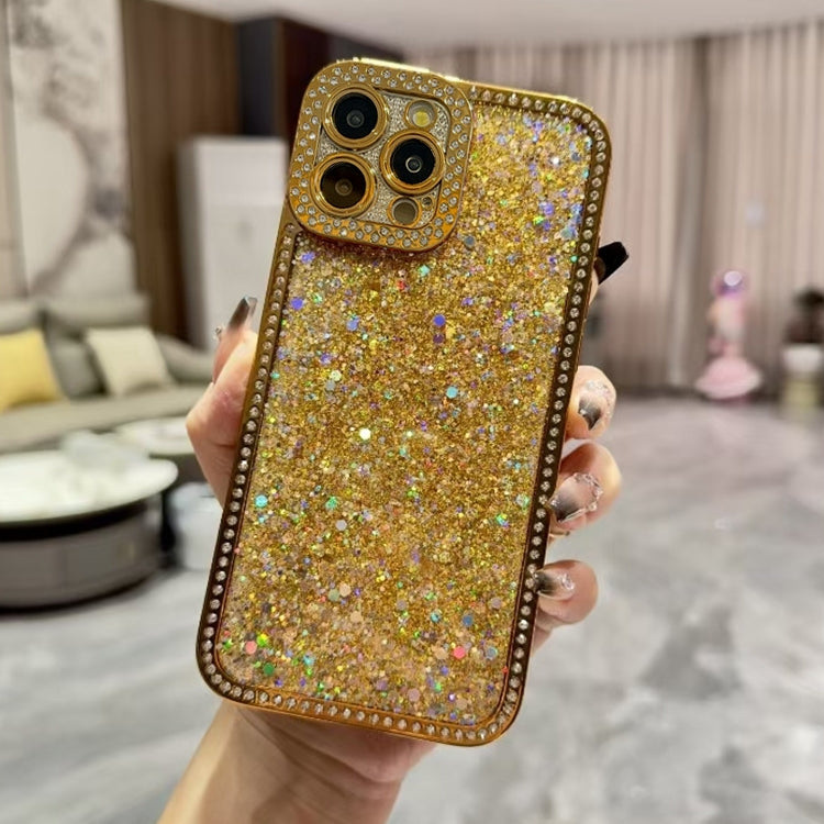 For iPhone 16 Pro Max Diamond Glitter Sequins TPU Phone Case(Gold) by buy2fix