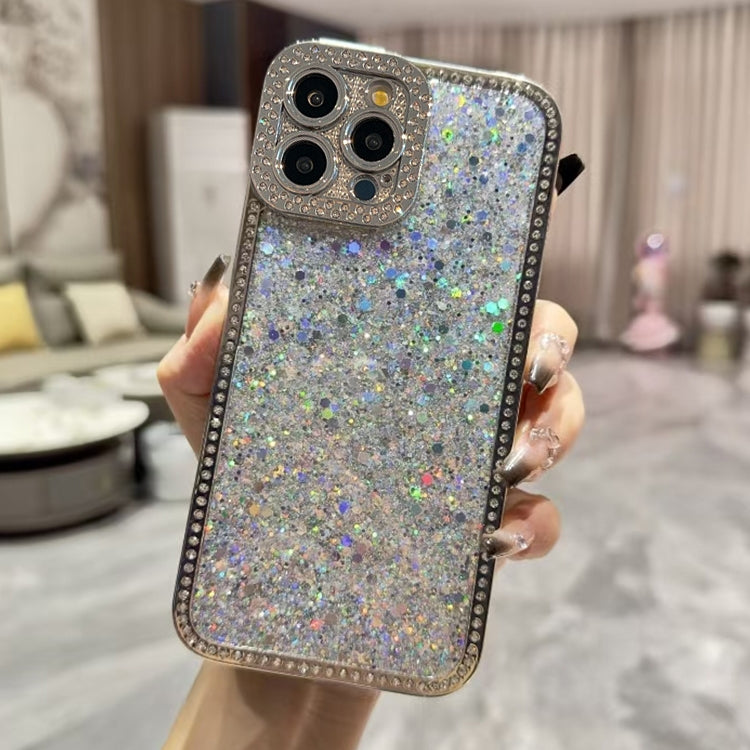 For iPhone 16 Pro Max Diamond Glitter Sequins TPU Phone Case(Silver) by buy2fix