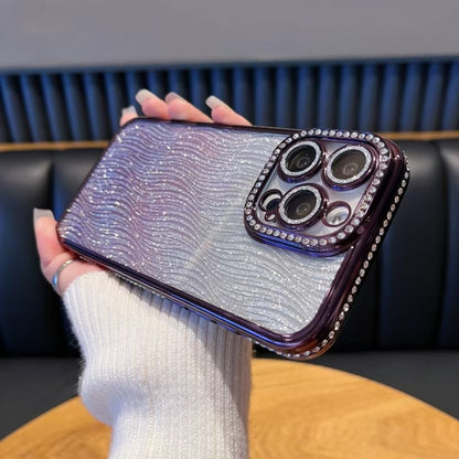 For iPhone 16 Pro Max Diamond Water Ripple Gradient Glitter TPU Phone Case(Purple) by buy2fix