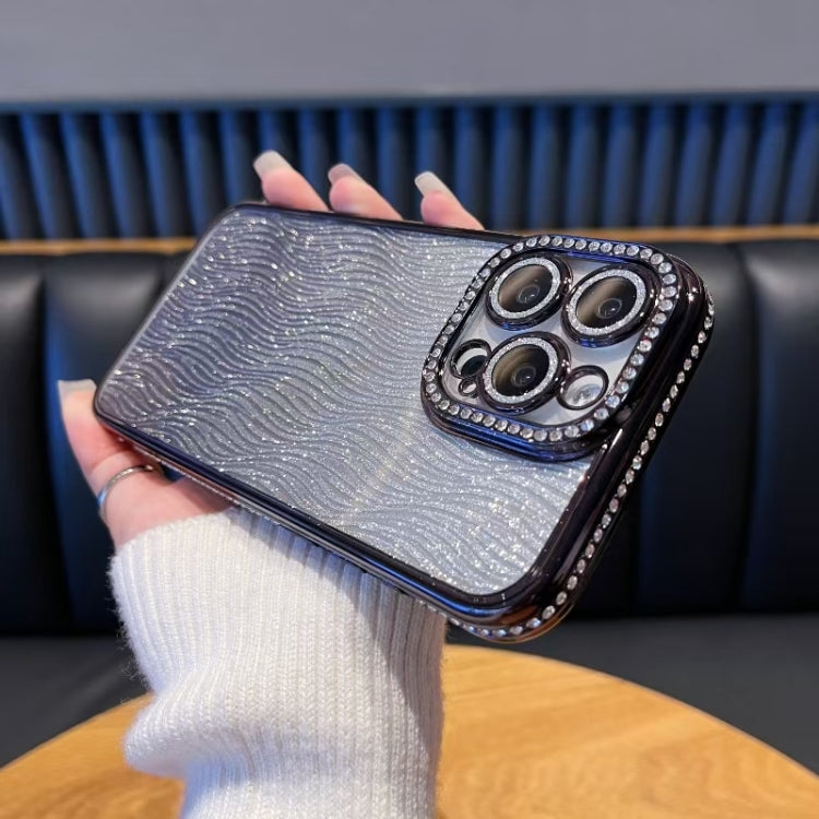 For iPhone 16 Pro Max Diamond Water Ripple Gradient Glitter TPU Phone Case(Black) by buy2fix