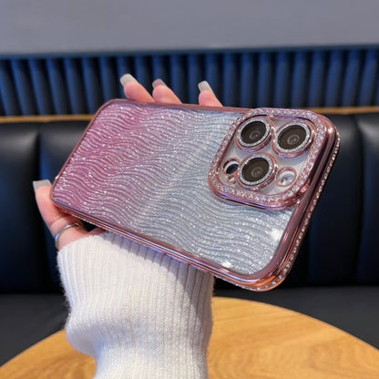 For iPhone 16 Pro Max Diamond Water Ripple Gradient Glitter TPU Phone Case(Pink) by buy2fix