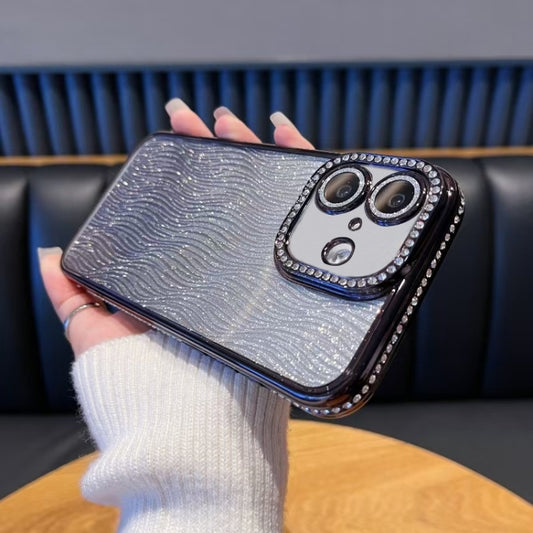 For iPhone 16 Plus Diamond Water Ripple Gradient Glitter TPU Phone Case(Black) - iPhone 16 Plus Cases by buy2fix | Online Shopping UK | buy2fix