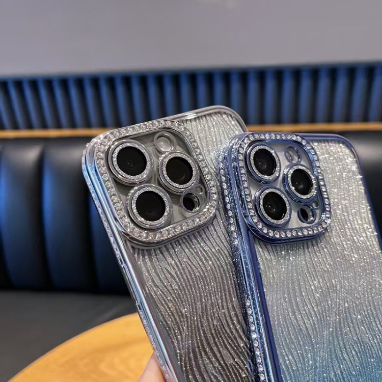 For iPhone 16 Pro Max Diamond Water Ripple Gradient Glitter TPU Phone Case(Pink) by buy2fix