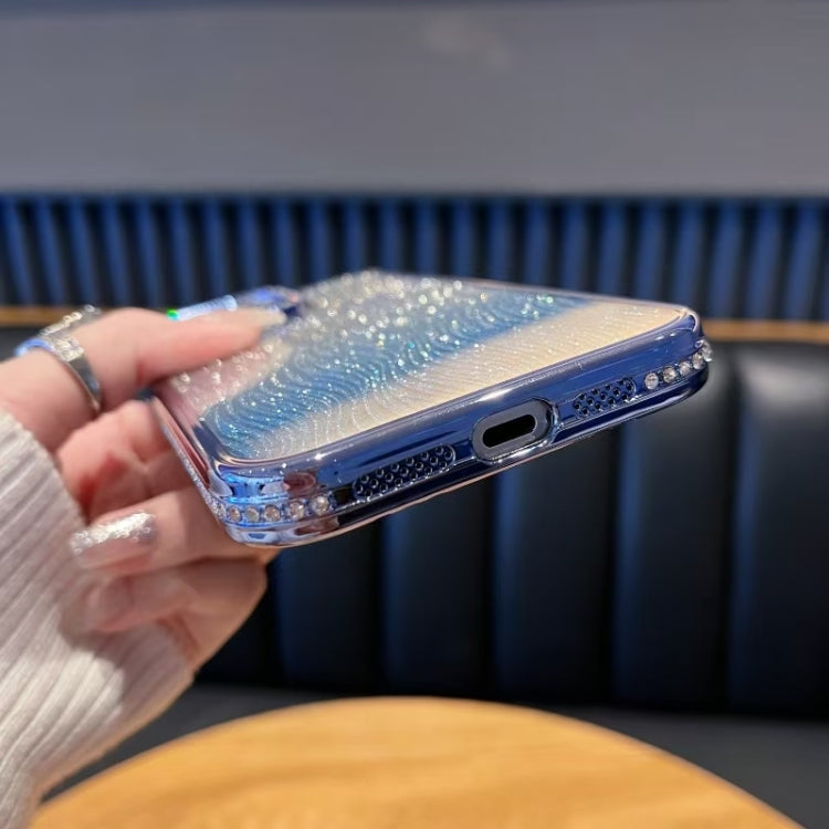 For iPhone 16 Pro Max Diamond Water Ripple Gradient Glitter TPU Phone Case(Blue) by buy2fix