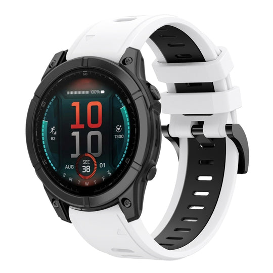 For Garmin Fenix E 47mm Sports Two Color 22mm Silicone Watch Band(White+Back)
