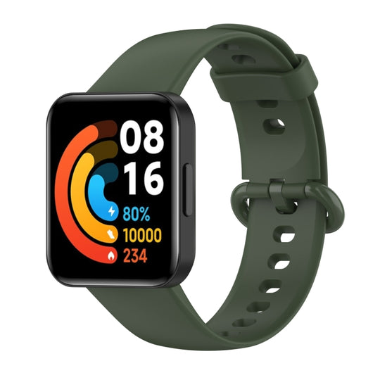 For Xiaomi Poco Watch Solid Color Black Steel Buckle Silicone Watch Band(Dark Green)