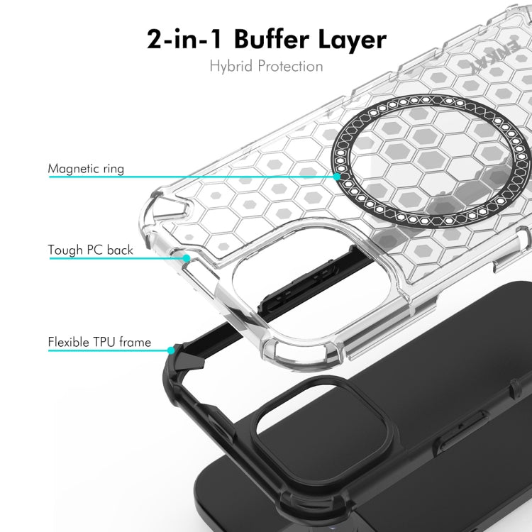 For iPhone 14 ENKAY Hat-Prince Honeycomb MagSafe Shockproof Phone Case with Large Arc Edge Film(Red) by ENKAY