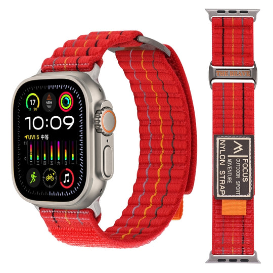 For Apple Watch Series 10 42mm Two Sections Nylon Hook and Loop Fastener Watch Band(Cherry Red)