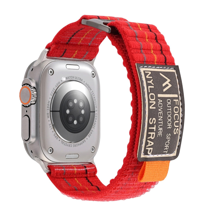 For Apple Watch Ultra 49mm Two Sections Nylon Hook and Loop Fastener Watch Band(Cherry Red) by buy2fix