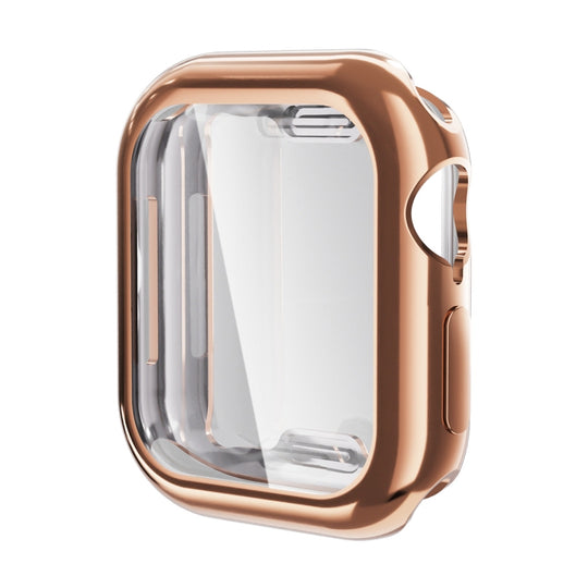 For Apple Watch Series 11 / 10 42mm ENKAY Hat-Prince Electroplated Soft TPU Case with Screen Film(Rose Gold)