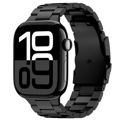 For Apple Watch Series 10 42mm Three Beads Titanium Alloy Metal Watch Band(Black) - Watch Bands by buy2fix | Online Shopping UK | buy2fix