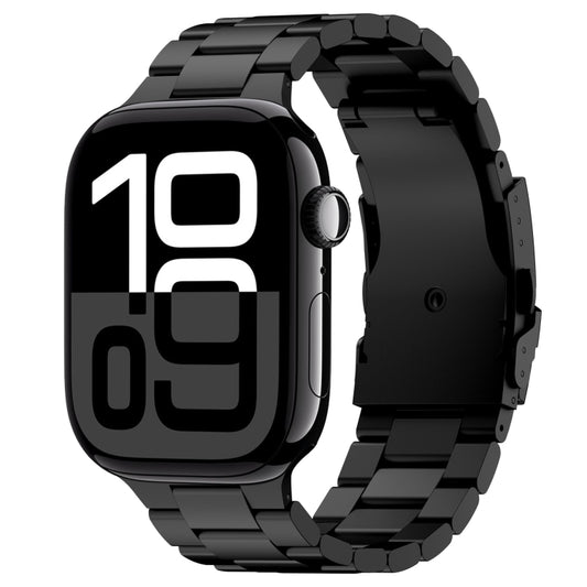 For Apple Watch Series 10 42mm Three Beads Titanium Alloy Metal Watch Band(Black) - Watch Bands by buy2fix | Online Shopping UK | buy2fix