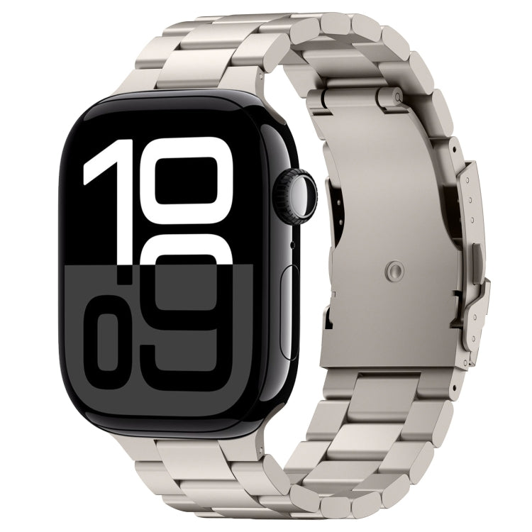 For Apple Watch Series 10 42mm Three Beads Titanium Alloy Metal Watch Band(Titanium Color) - Watch Bands by buy2fix | Online Shopping UK | buy2fix