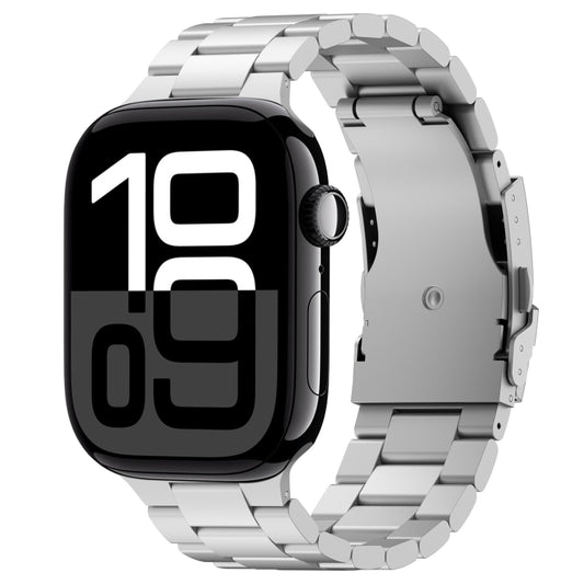 For Apple Watch Series 10 42mm Three Beads Titanium Alloy Metal Watch Band(Silver) - Watch Bands by buy2fix | Online Shopping UK | buy2fix