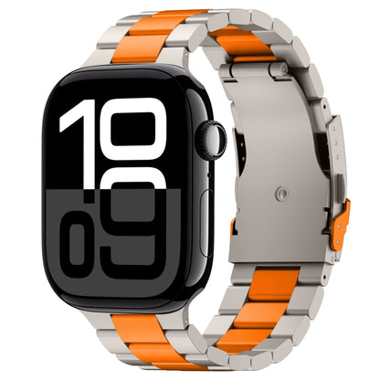For Apple Watch Series 10 42mm Three Beads Titanium Alloy Metal Watch Band(Titanium Orange) - Watch Bands by buy2fix | Online Shopping UK | buy2fix