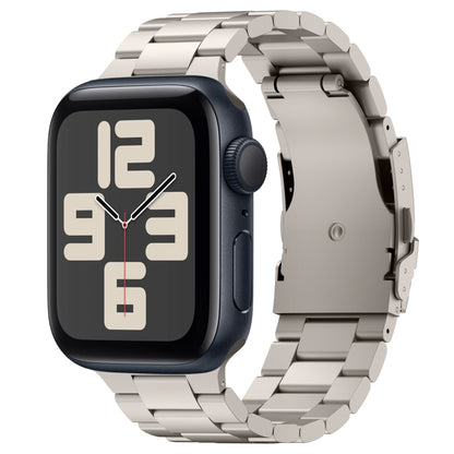 For Apple Watch SE 2023 44mm Three Beads Titanium Alloy Metal Watch Band(Titanium Color) - Watch Bands by buy2fix | Online Shopping UK | buy2fix