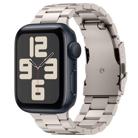 For Apple Watch SE 2023 44mm Three Beads Titanium Alloy Metal Watch Band(Titanium Color) - Watch Bands by buy2fix | Online Shopping UK | buy2fix