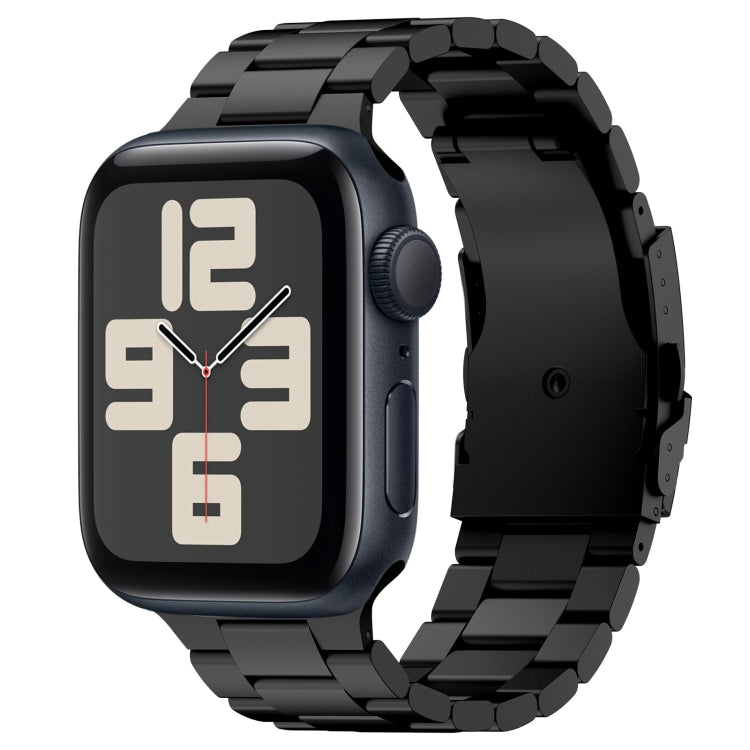 For Apple Watch SE 2023 40mm Three Beads Titanium Alloy Metal Watch Band(Black) - Watch Bands by buy2fix | Online Shopping UK | buy2fix